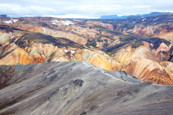 colored mountains of the volcanic landscape of Landmannalaugar. Iceland. tourism and nature - Zdjęcie, obraz
