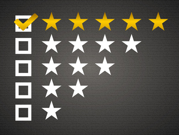 Cinq étoiles jaunes mat bouton web évaluations avec réflexion. Fond noir
. - Vecteur, image