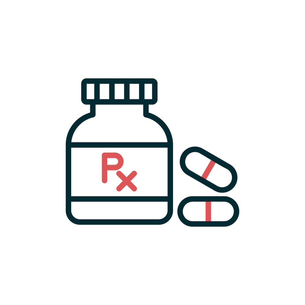 pills icon, medical, health and treatment glyph vector line design. - Vetor, Imagem