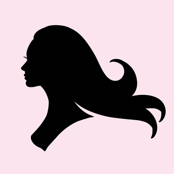 силует жінки з красивим волоссям ідеально підходить для волосся та логотипу салону краси
 - Вектор, зображення