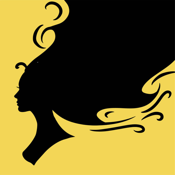 silhouette of woman with beautiful hair is perfect for hair and beauty salon logo - Вектор,изображение