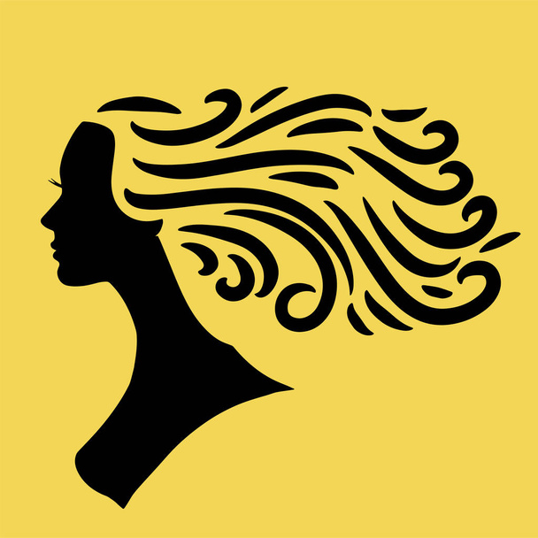 Silhouette of beautiful woman use for hair beauty and spa logo vector icon - Вектор,изображение