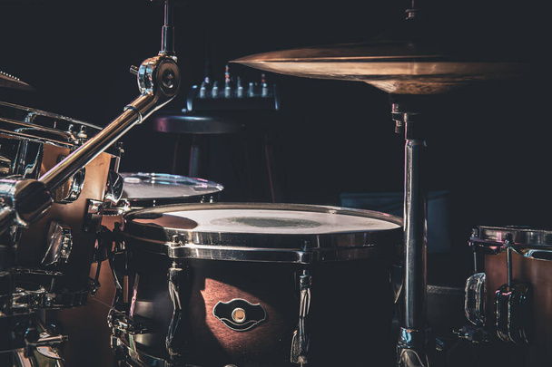 Close-up, part of a drum kit on a blurred background. - Fotó, kép