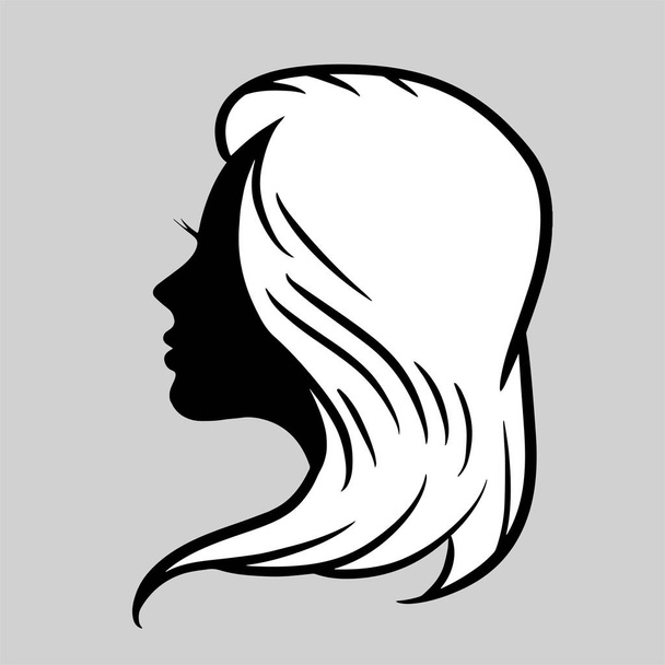 silhouette or icon of a beautiful woman with beautiful flowing hair which is very suitable to be used as a salon logo or hair care - Vektor, Bild