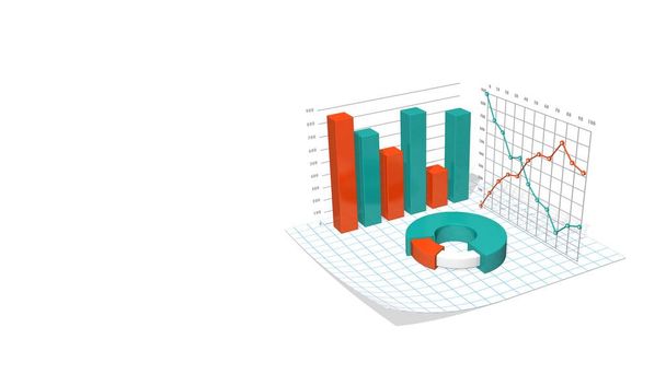 Data Visualization Infographic, Charts and Graph, Budget Infographic 3D Rendering, 3D Illustration, - Фото, изображение
