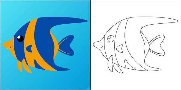 Saltwater fish suitable for children's coloring page vector illustration - Vector, Image
