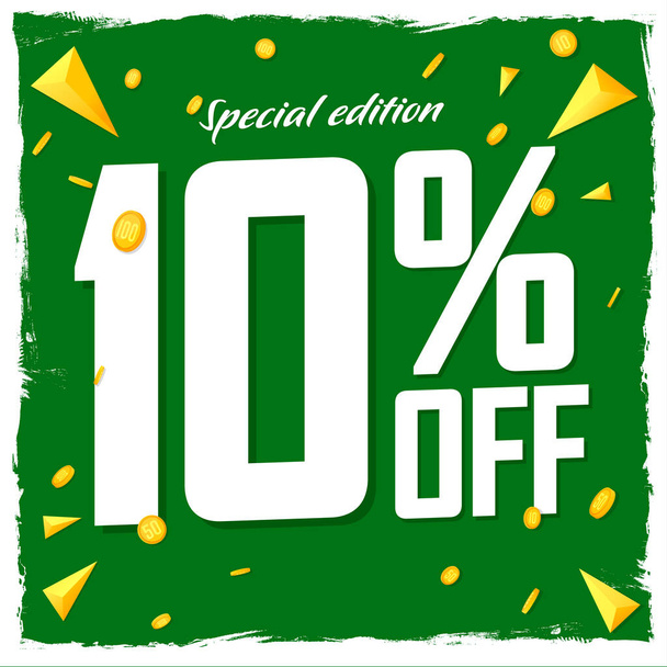 Sale 10% off, poster design template, special offer, spend up and save more, discount banner, best deal, final promotion, vector illustration - Vector, Image
