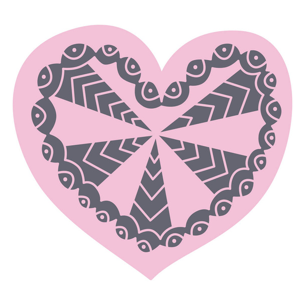 Coeur décoratif créé dans un style élégant et tendance Coeur avec ornement Illustration vectorielle isolée sur blanc - Vecteur, image
