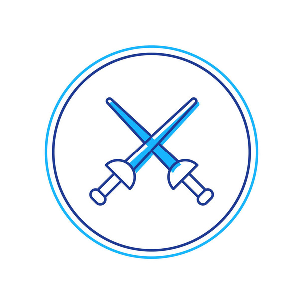 Esquema rellenado Icono de esgrima aislado sobre fondo blanco. Equipamiento deportivo. Vector - Vector, Imagen