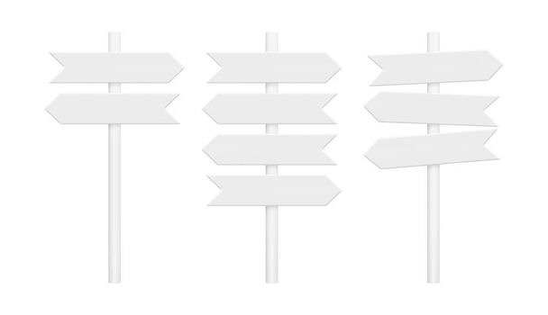 Набір шаблонів Signpost. Білі порожні ліві і праві стрілки. Векторний макет
. - Вектор, зображення