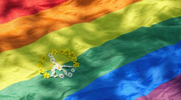 Symbol of peace on a rainbow background - Foto, Imagen