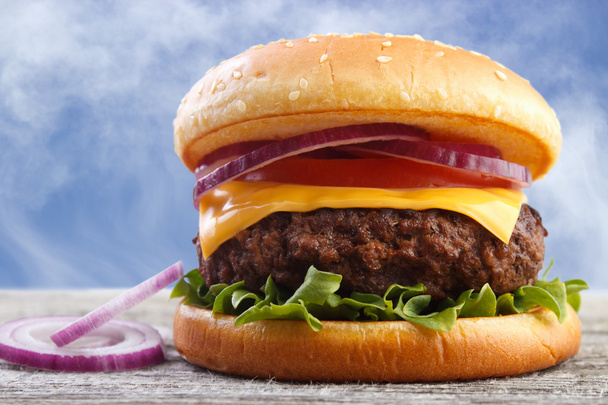 Burger s cibulí - Fotografie, Obrázek