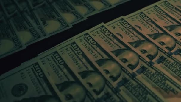A lot of money, dollars in denominations of 100 banknotes. Millions lie on the table, rich. - Filmagem, Vídeo