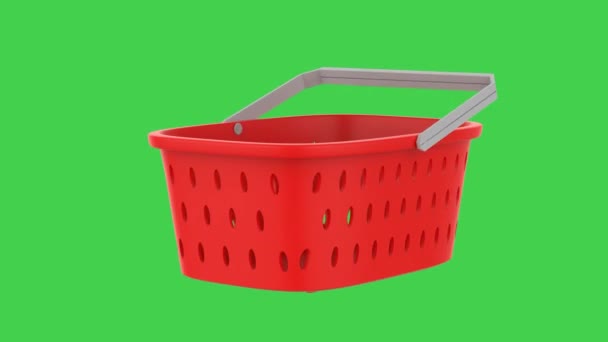 3d rendering empty red basket 4k footage - Video