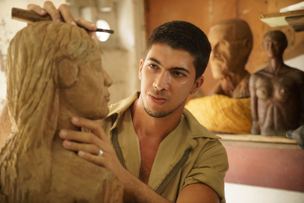 Sculptor young artist artisan working sculpting sculpture - Photo, Image