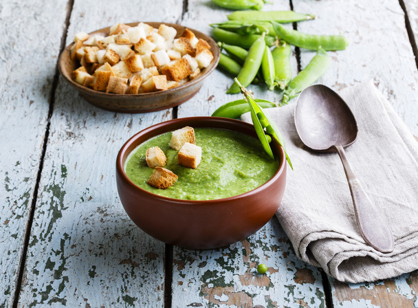 Puree soup with green peas - Photo, Image