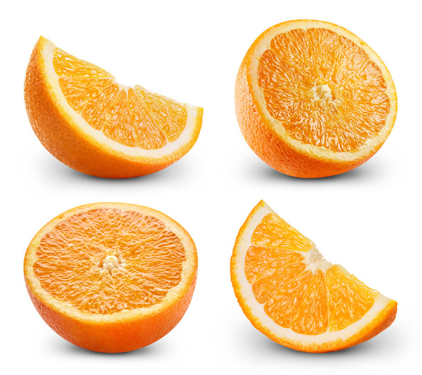 Orange collection Clipping Path. Orange isolated on white background. Big set fresh orange fruits. Professional studio macro shooting - 写真・画像