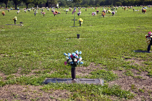 cimetière américain avec des fleurs sur les tombes
 - Photo, image