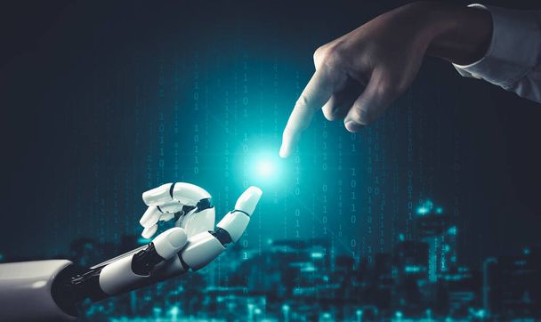 Yapay zeka ve makine öğrenimi AI droid robotu veya cyborg - Fotoğraf, Görsel
