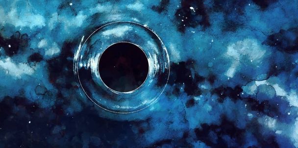 Kara delik suluboya çizimi. Uzay galaksisi arkaplanı - Vektör, Görsel