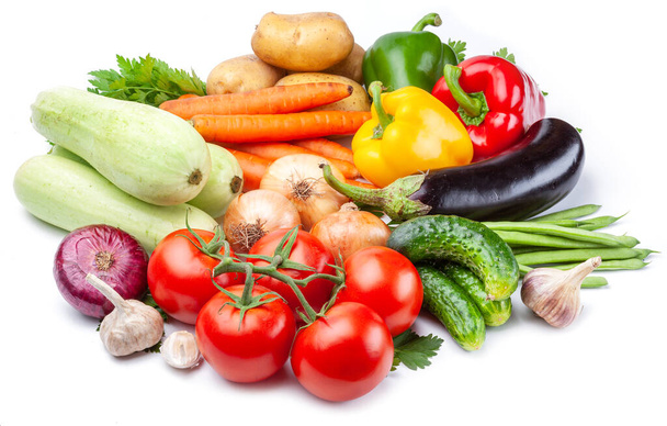 Vast of different vegetables isolated on white background. - Foto, Imagem