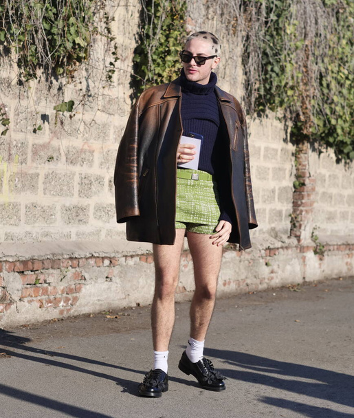  Fashion blogger street style outfit before Prada fashion show during Milano fashion week 2022 - 写真・画像
