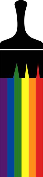 illustration of black brush painting rainbow lgbt flag on white - Vetor, Imagem
