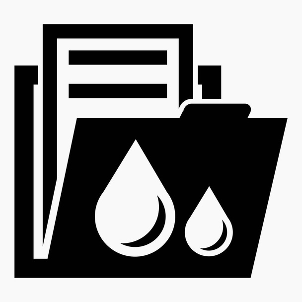 Folder and drop icon. Documents weather station. Weather records. Farmer's accounts. Utility bills. Water pipes. Watering the garden. Vector icon - Vektor, Bild