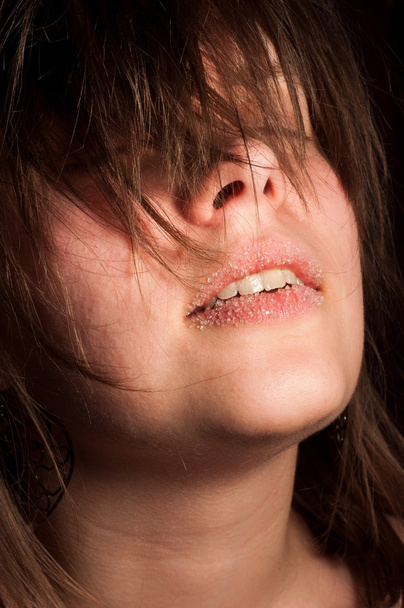 Girl with sugar on her lips - 写真・画像