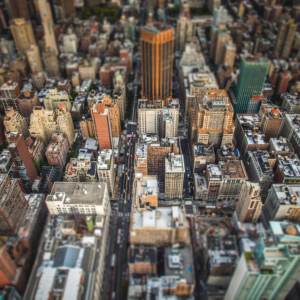 Top view of New York City, Tilt and Shift Blur - Fotoğraf, Görsel