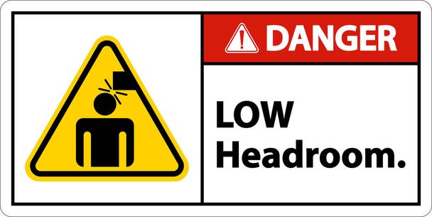 Danger Low Headroom Label Sign On White Background - Vector, afbeelding