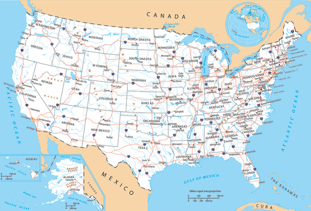 Γενικό χάρτη των ΗΠΑ - Διάνυσμα, εικόνα