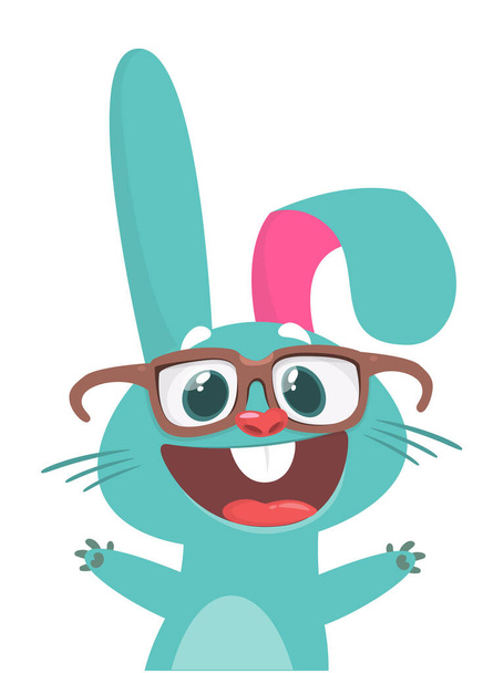 Cute bunny cartoon wearing eyeglasses. Easter vector rabbit  illustration isolate - Vecteur, image