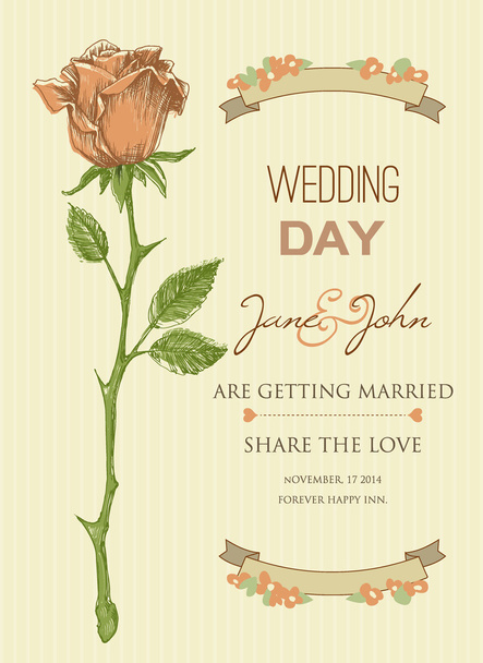 Wedding invitation template bridal shower - Vector, Imagen