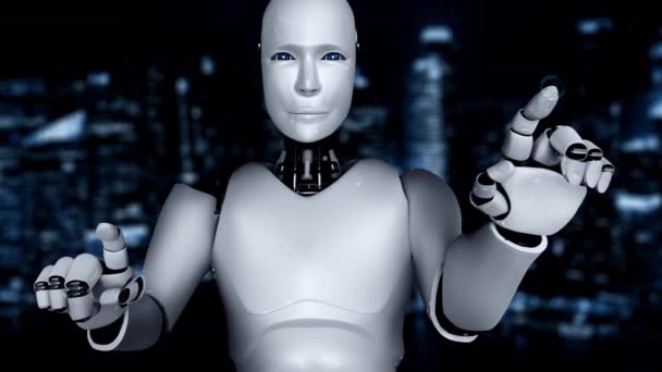 Robot futuriste intelligence artificielle éclairant concept de technologie IA - Séquence, vidéo