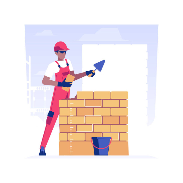 Laying bricks isolated concept vector illustration. - Vector, Image