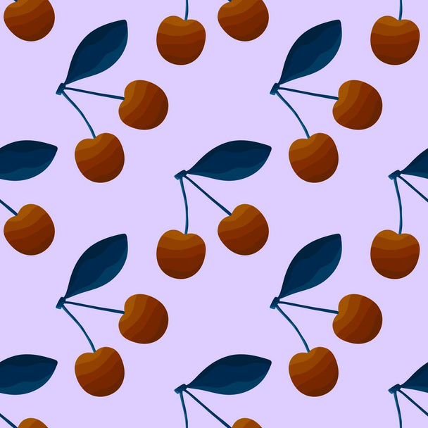 Літній фруктовий безшовний вишневий візерунок для тканин, упаковки, постільної білизни та дітей, обгорткового паперу та хобі
 - Фото, зображення