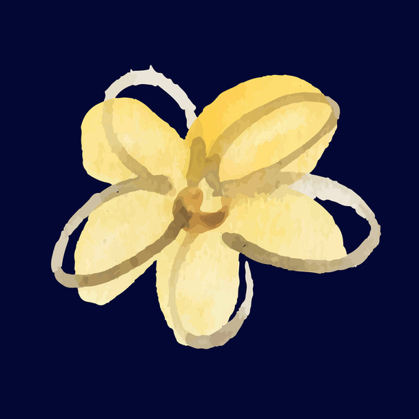 Flower icons isolated on blue background. Logo sign design. Modern brush watercolor illustration. Vector illustration - Вектор,изображение
