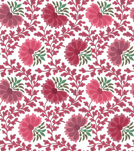 Pastell-floraler Druck. nahtloser Hintergrund. niedliche kleine Blumen. rosa auf weiß. - Foto, Bild