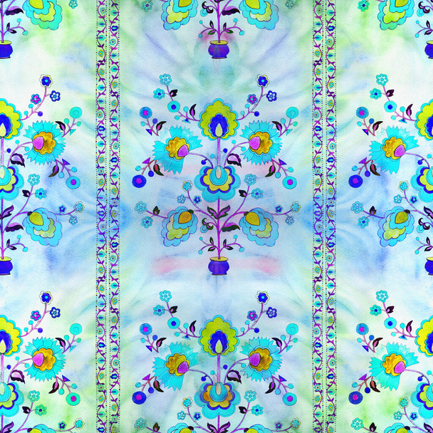 Floral Ukrainian ethnic motif. Seamless pattern. Decorative composition with floral motifs. Watercolor. Wallpaper. Use printed materials, signs, posters, postcards, packaging.  - Foto, imagen
