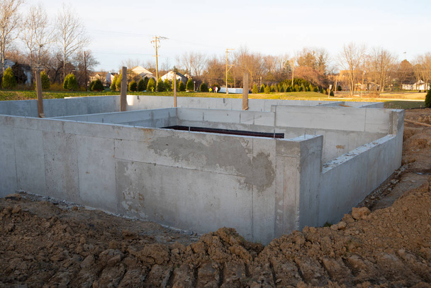 New family house foundation cement industrial wall residendal - Foto, imagen