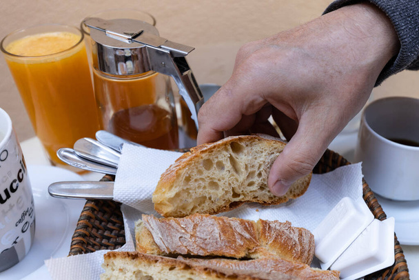 Freshly baked bread at Greek breakfast, Greece, Crete, Chania - Zdjęcie, obraz
