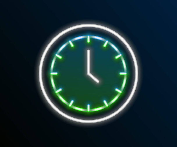 Glowing neon line Clock icon isolated on black background. Time symbol. Colorful outline concept. Vector - Vector, Image