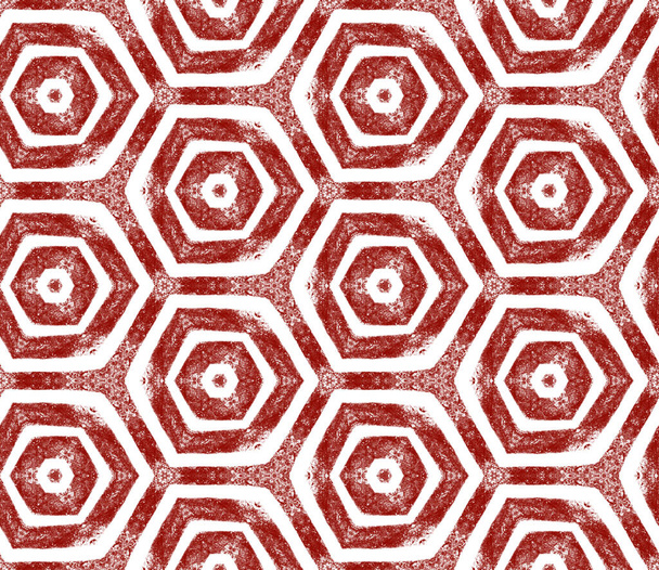Tiled watercolor pattern. Maroon symmetrical kaleidoscope background. Textile ready pleasing print, swimwear fabric, wallpaper, wrapping. Hand painted tiled watercolor seamless. - Fotó, kép