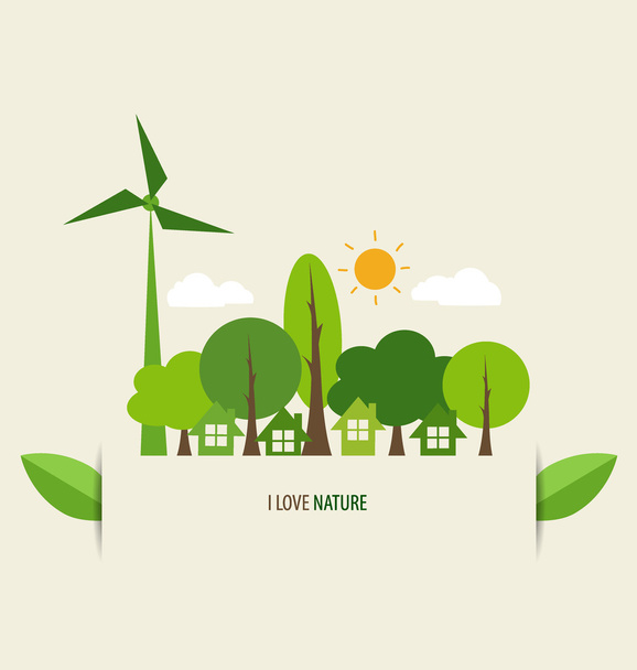 Banner de la naturaleza, Papel con árboles, ilustración vectorial
. - Vector, Imagen