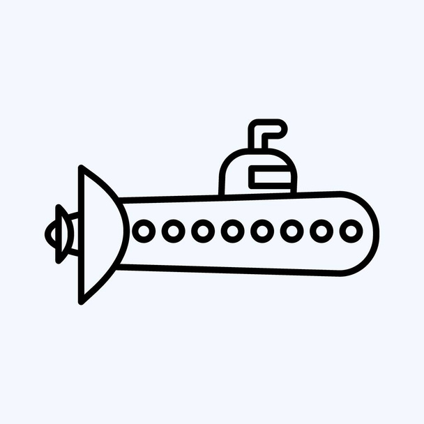 アイコン潜水艦。教育のシンボルに適しています。ラインスタイルだ。シンプルなデザインを編集できます。デザインテンプレートベクトル。シンプルなイラスト - ベクター画像