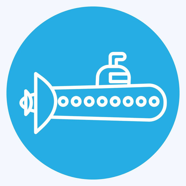 Sottomarino icona. adatto per il simbolo Education. occhi azzurri. design semplice modificabile. modello di progettazione vettoriale. semplice illustrazione - Vettoriali, immagini