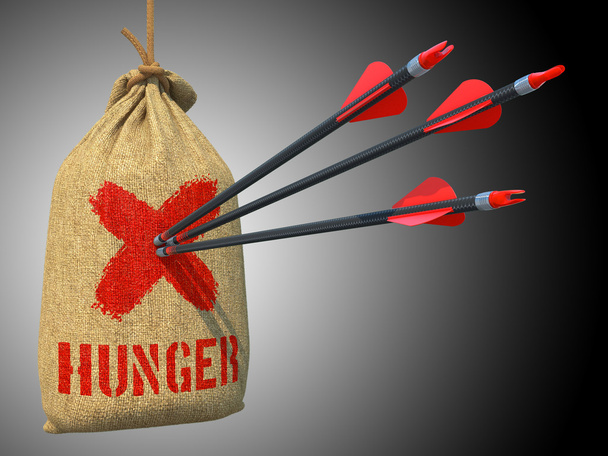Hunger - pijlen Hit in rode Target. - Foto, afbeelding