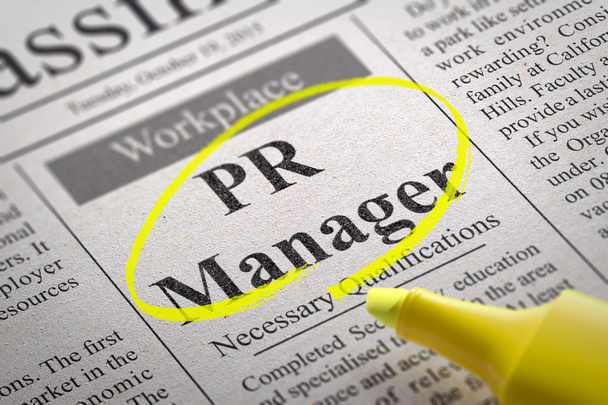 PR Manager Vacancy újságban. - Fotó, kép