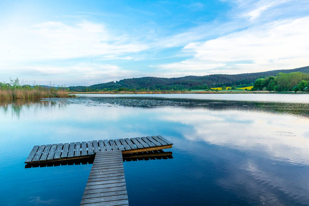 Summer walk at Breitungen Lake in glorious sunshine - Thuringia - Germany - Фото, изображение